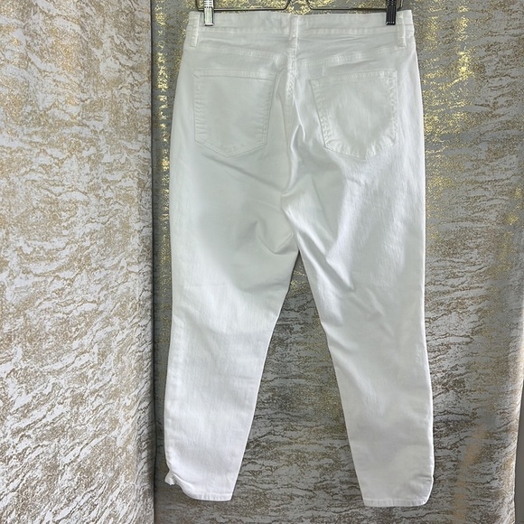 Loft Jeans White Curvy Skinny Crop Slim Pockets Ruched Cuffs Jeans - Picture 9 of 14